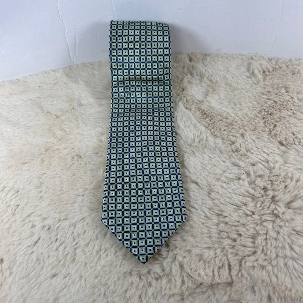 Chaps Black and Green Classic Tie with Geometric Pattern